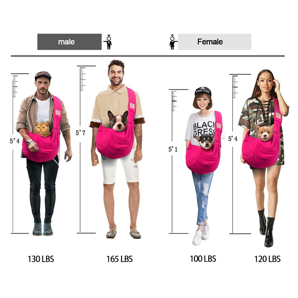 TOMKAS dog sling carrier rose red packaging image shows ready-to-use product.