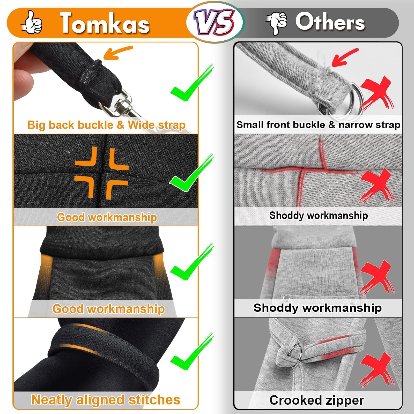 Tomkas Sling bolsillo frontal grande sin cremallera para llaves y teléfono