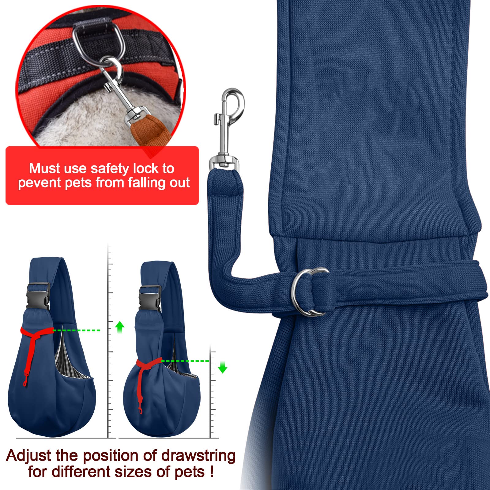 TOMKAS small dog sling carrier inside view shows roomy interior