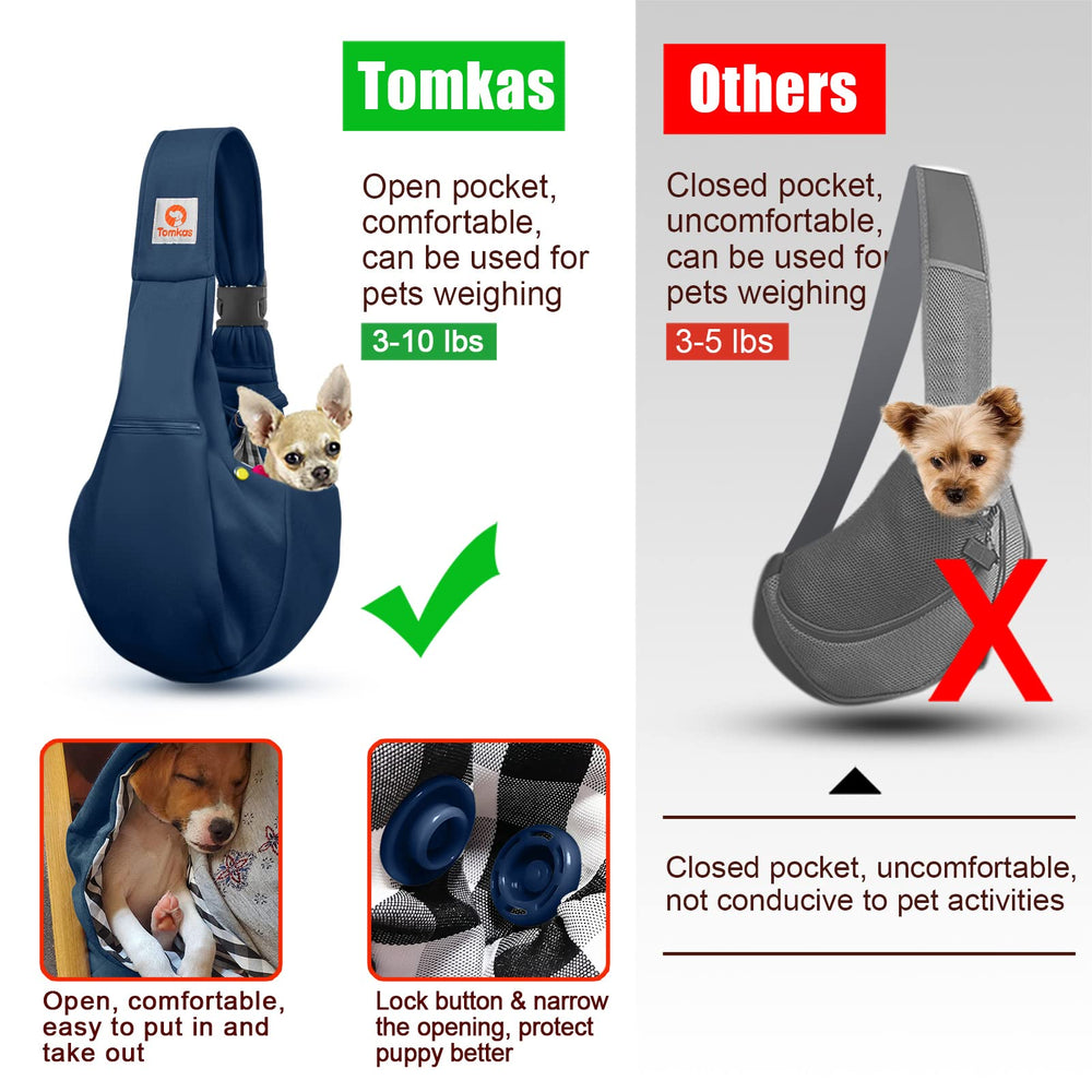 TOMKAS small dog sling carrier ready for travel and use
