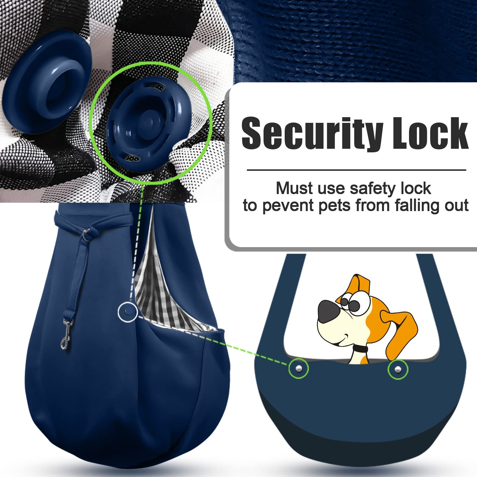 TOMKAS small dog sling carrier safety buckle in action