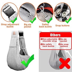 Tomkas small dog sling grey large opening invites easy placement of your pet.