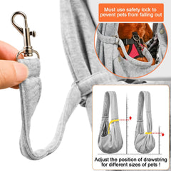 TOMKAS grey sling with pet inside during use