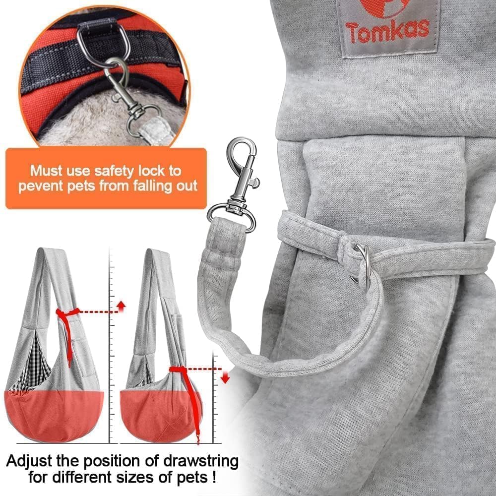 TOMKAS small dog sling soft fabric in grey for cozy carry