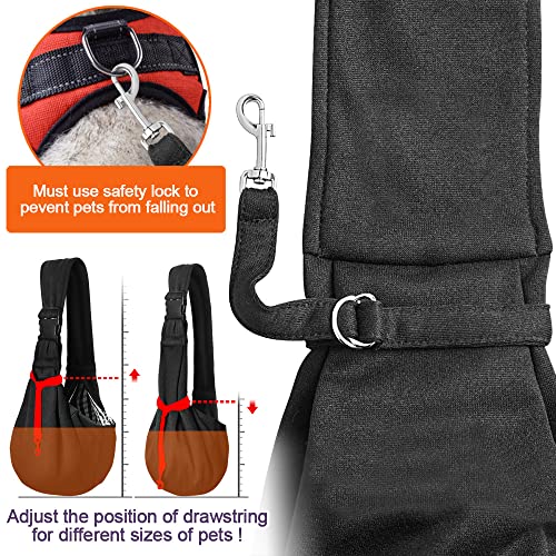 Tomkas small dog sling zip-pocket-essentials shows secure storage for phone and keys.