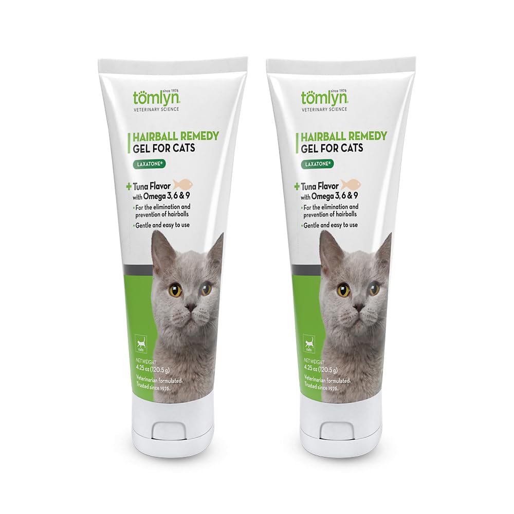 Tomlyn Laxatone tuna gel pack-2: palatable hairball remedy for cats and kittens.