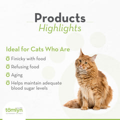 Tomlyn Nutri-Cal cat serving on food for seamless meal integration.