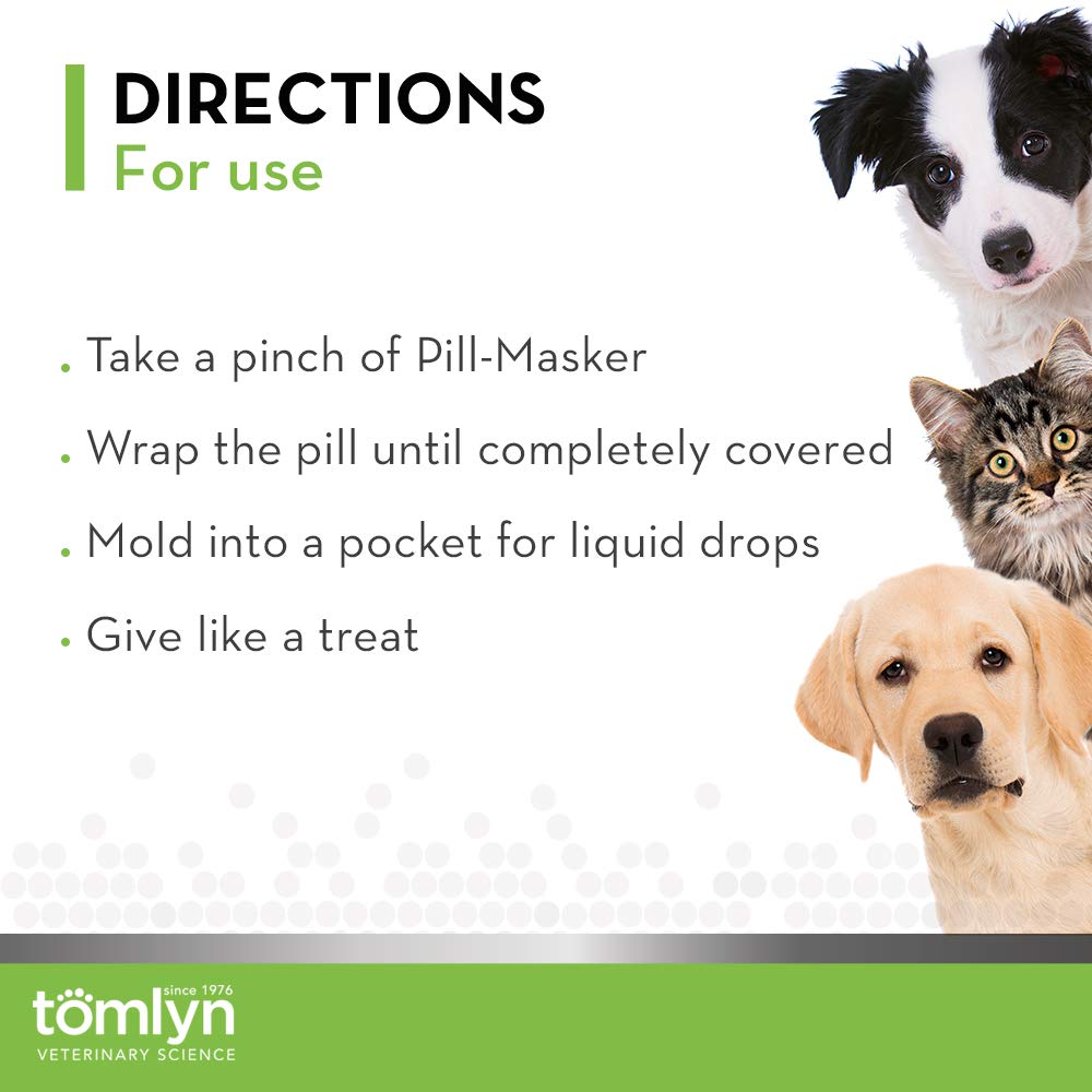 TOMLYN Pill-Masker bacon-flavor aroma entices pets during pill time.