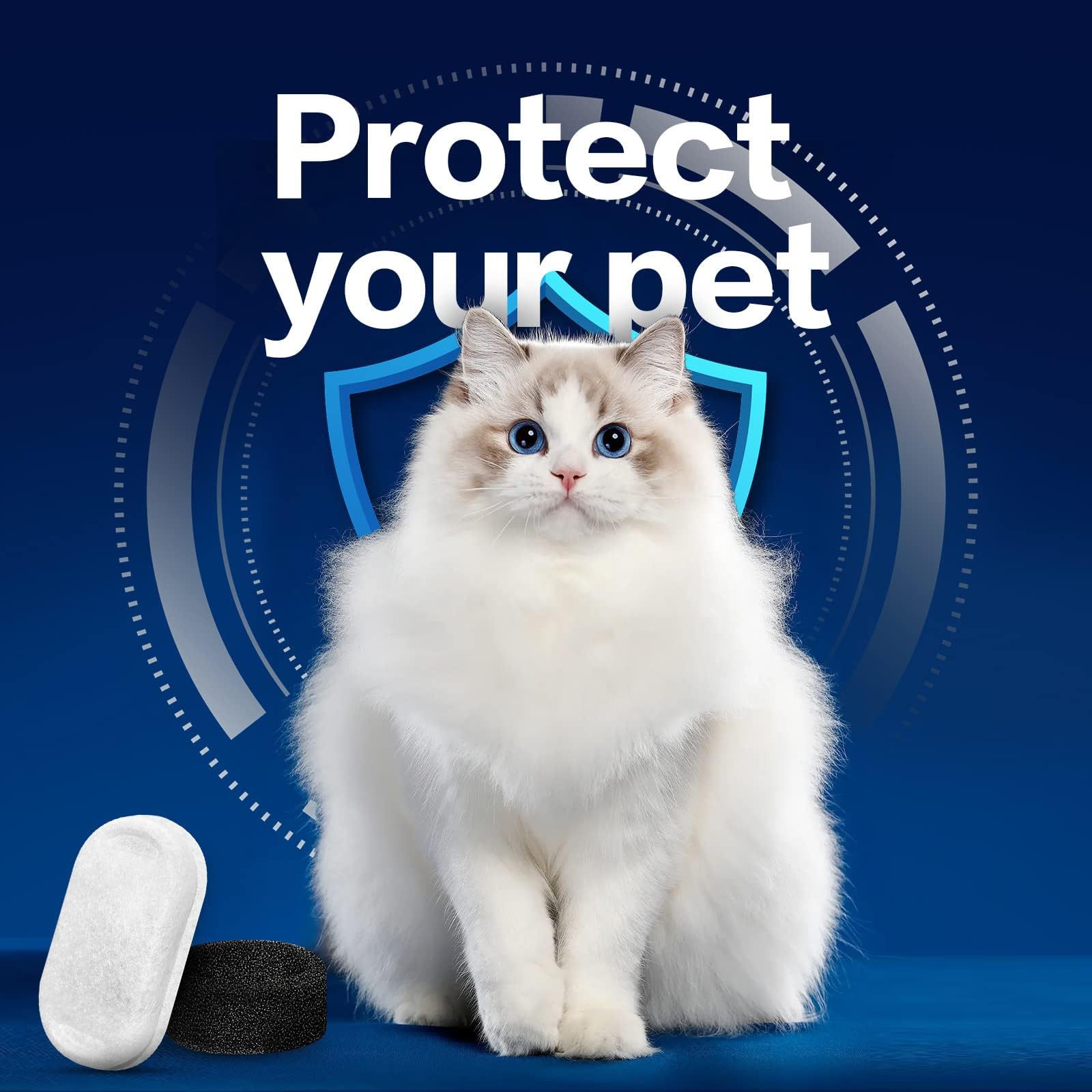 Tomxcute 8-month filter set display suggests regular replacements for healthier pet hydration routine.