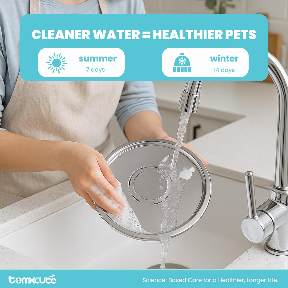 tomxcute cat water fountain in-use with a cat enjoying fresh water
