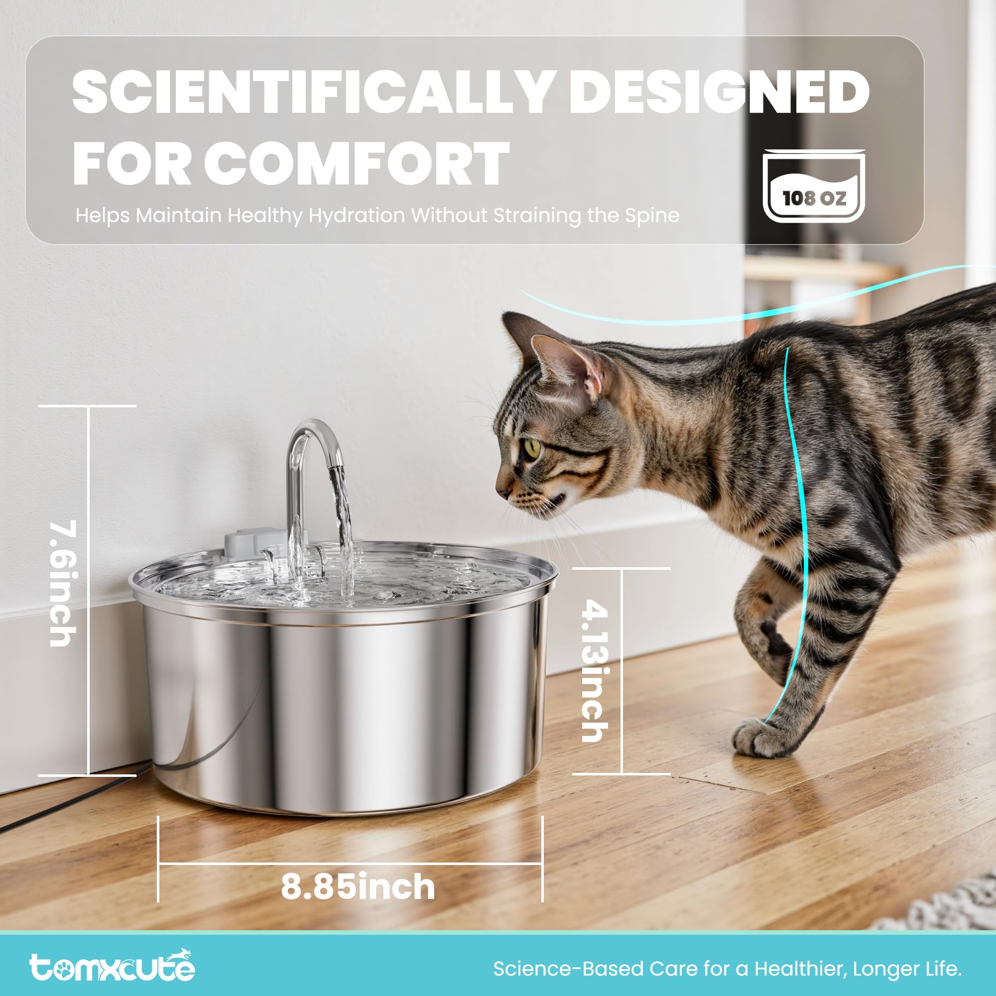 tomxcute cat water fountain large-capacity tank ready for days of hydration