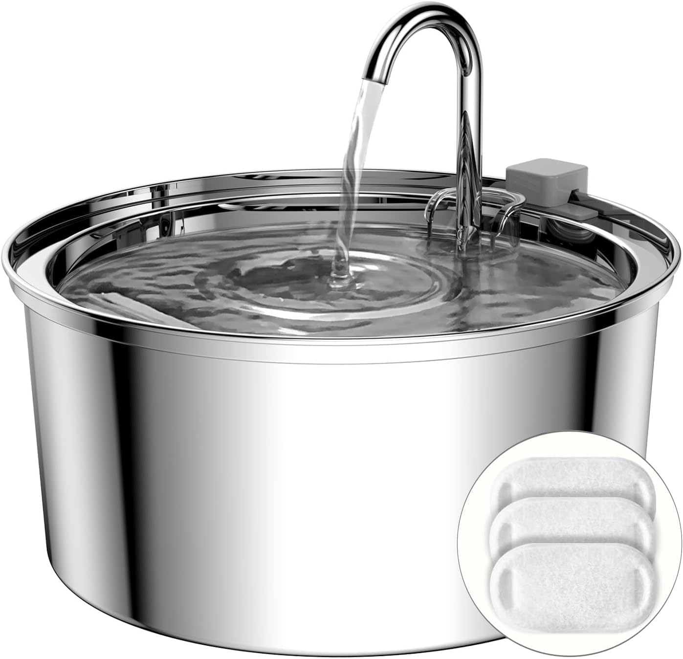 tomxcute cat water fountain stainless steel close-up showing durable surface for clean hydration