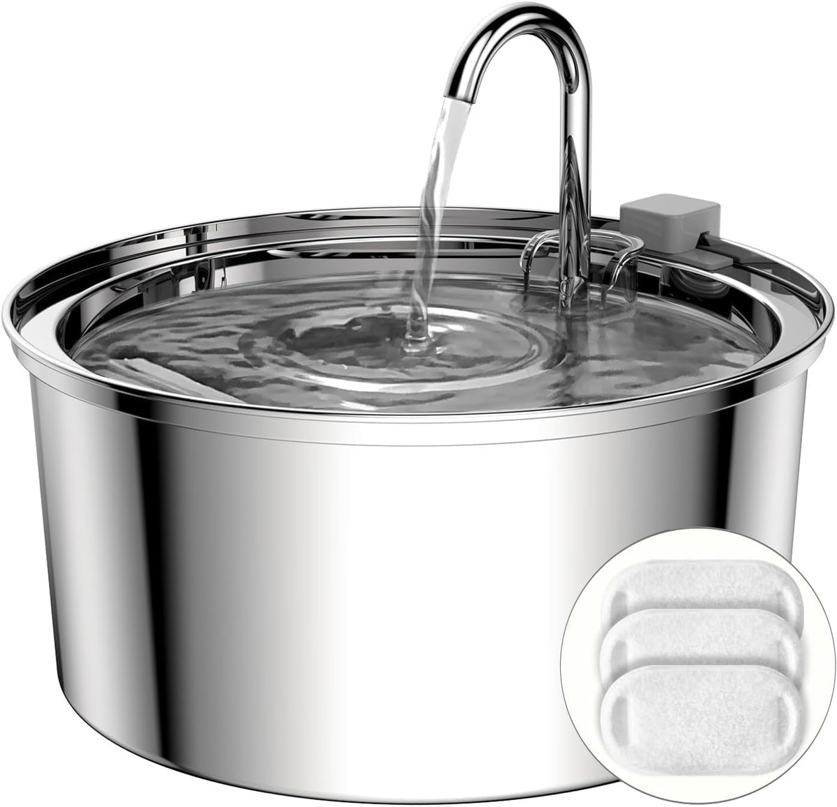 tomxcute cat water fountain stainless steel close-up showing durable surface for clean hydration