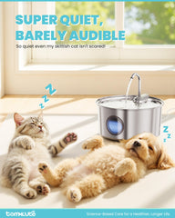 Tomxcute cat water fountain stainless steel water level window makes refills quick.