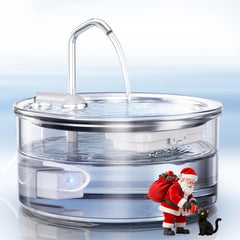 Tomxcute Glass Cat Water Fountain front view with crystal-clear water visibility for pets.