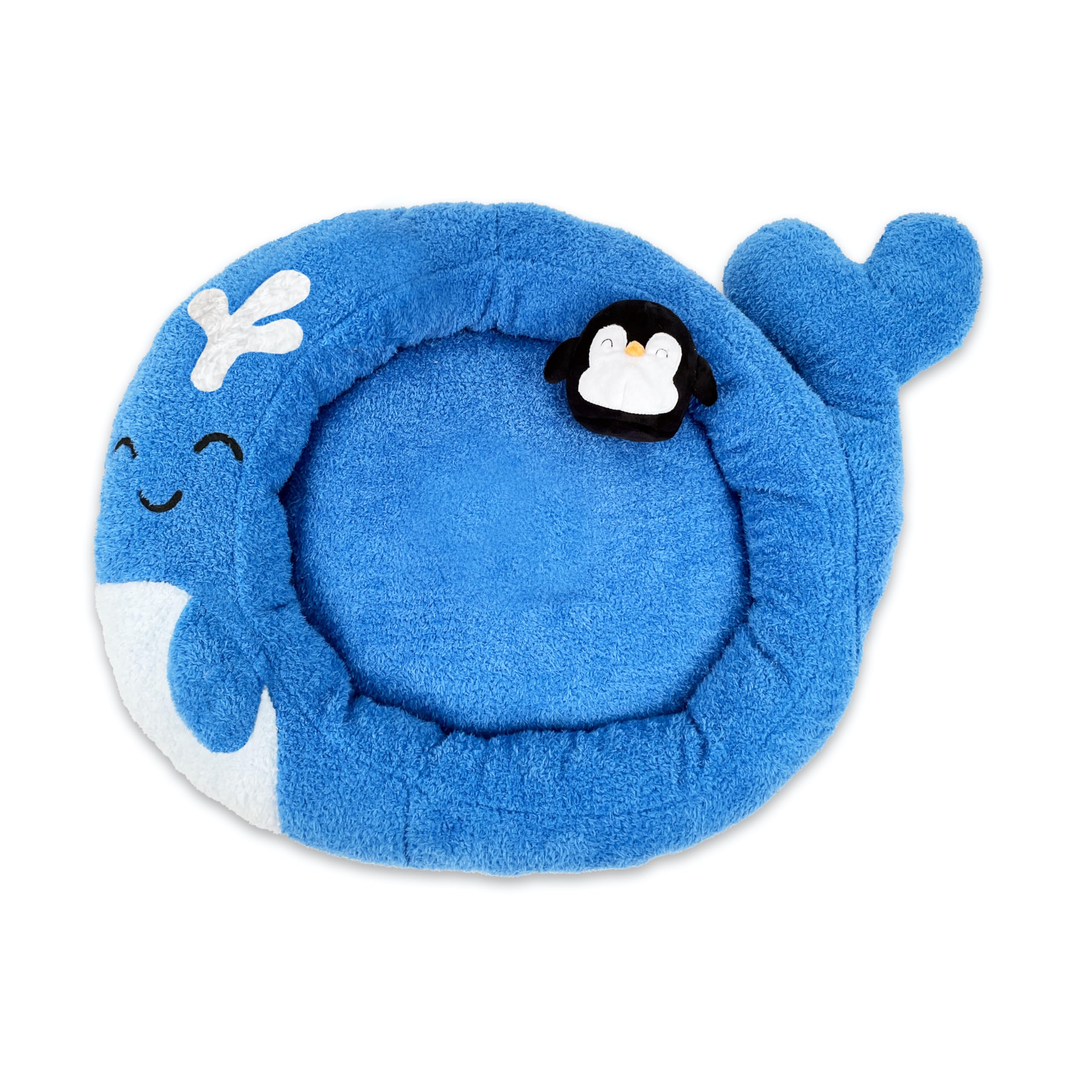 TONBO soft plush whale bed fabric closeup for cozy naps and comforting touch