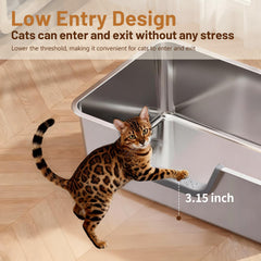 Tondid stainless steel cat litter box open top design for easy cleaning and monitoring