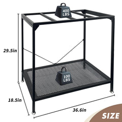Tongmo 40-gallon stand side view demonstrates space-saving setup fits tight spaces.
