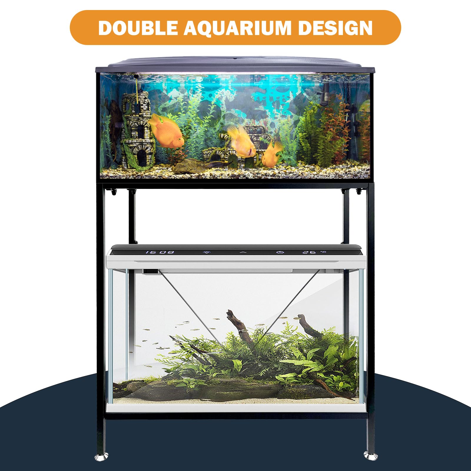 TONGMO fish tank stand adjustable feet for stable placement.