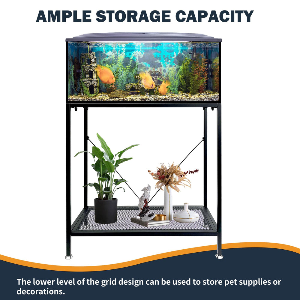 TONGMO fish tank stand double-layer storage offers extra organization.