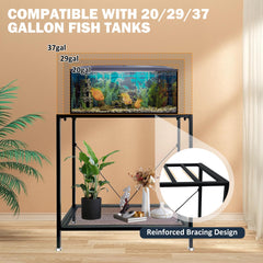 TONGMO fish tank stand double-layer storage demonstrates extra space for supplies.