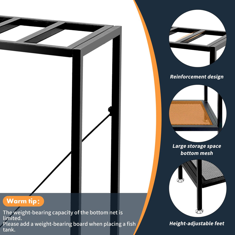 TONGMO fish tank stand durable steel frame supports long-lasting aquarium.