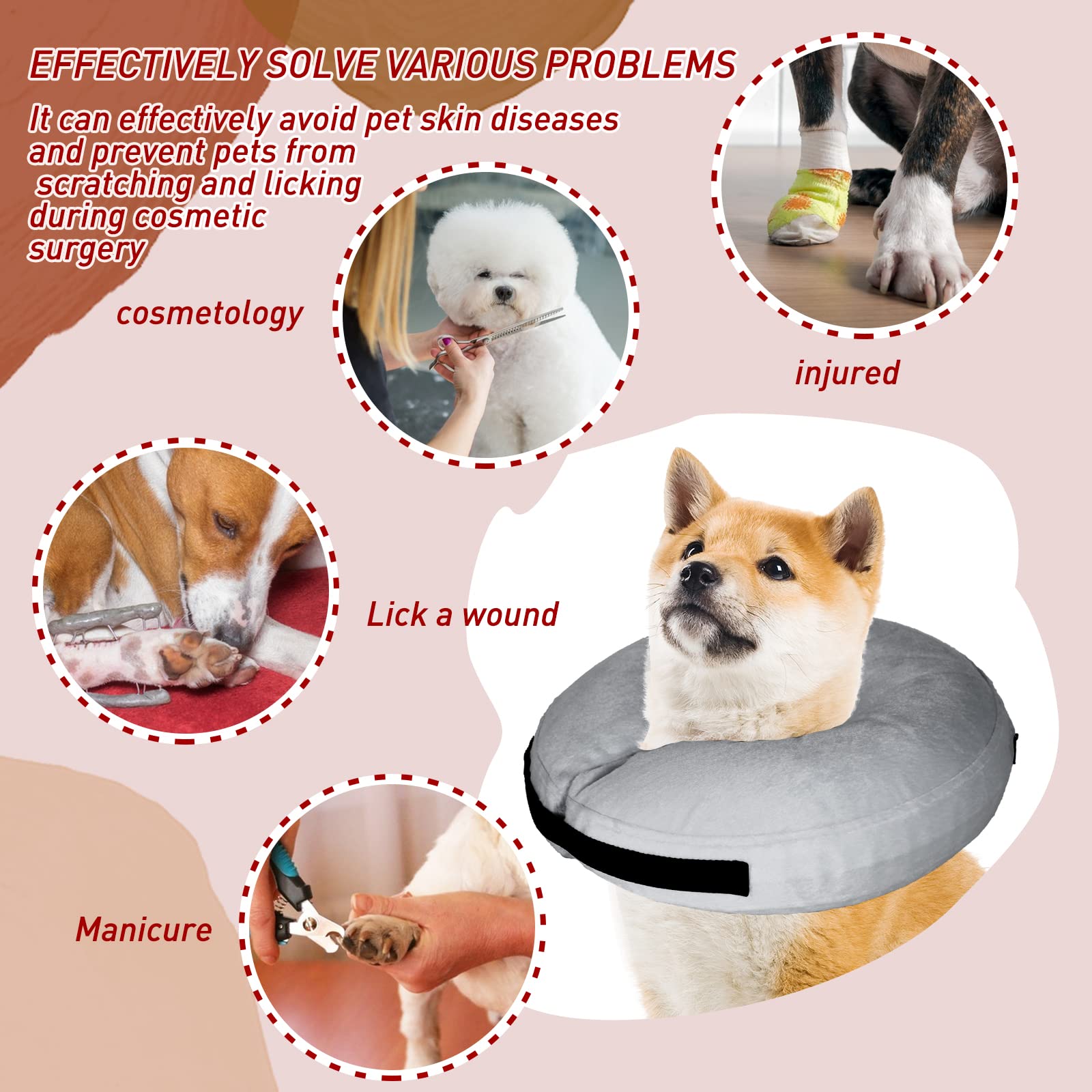 Tonqixope adjustable Velcro strap on dog cone for secure neck fit