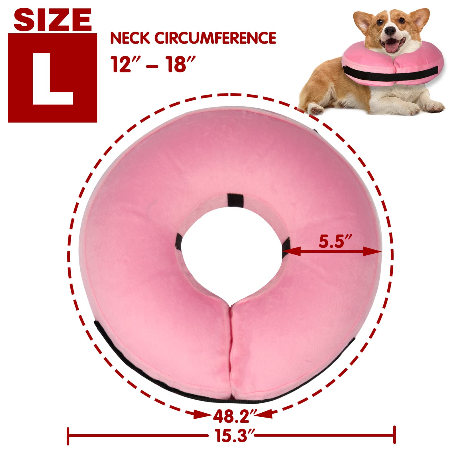 Tonqixope donut dog cone collar with soft plush outer for comfortable wear
