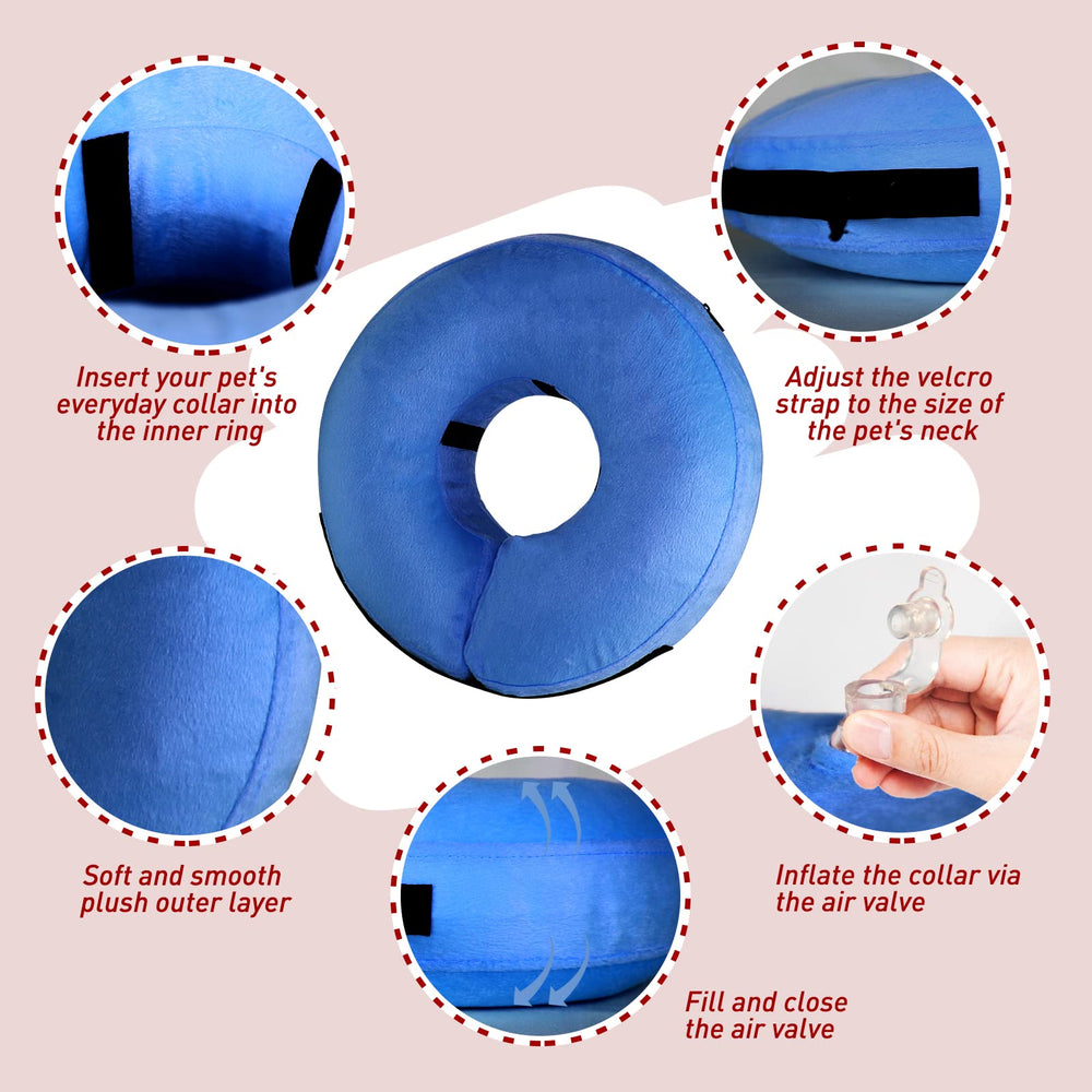 Tonqixope dog cone shows inner inflatable pad providing gentle neck support.