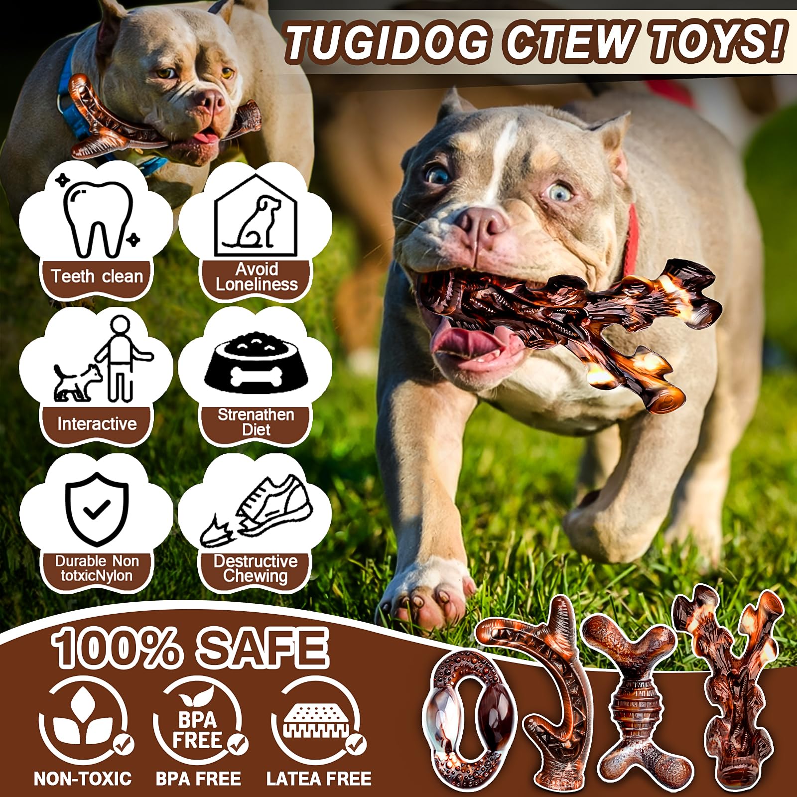 TonyEst nylon indestructible dog toy demonstrates durability for aggressive chewers.