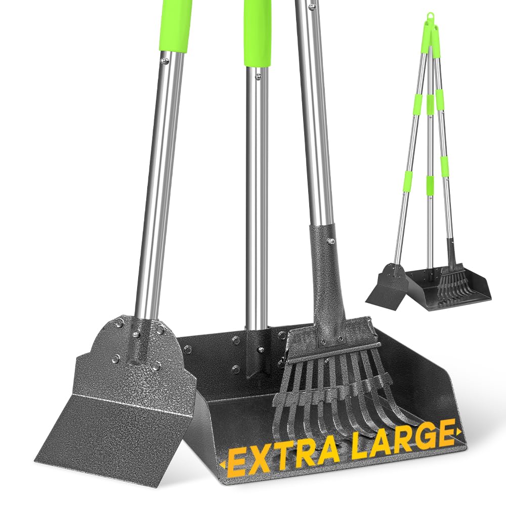 TOOGE Larger Pooper Scooper with extra-large tray enables quick multi-dog yard cleanups