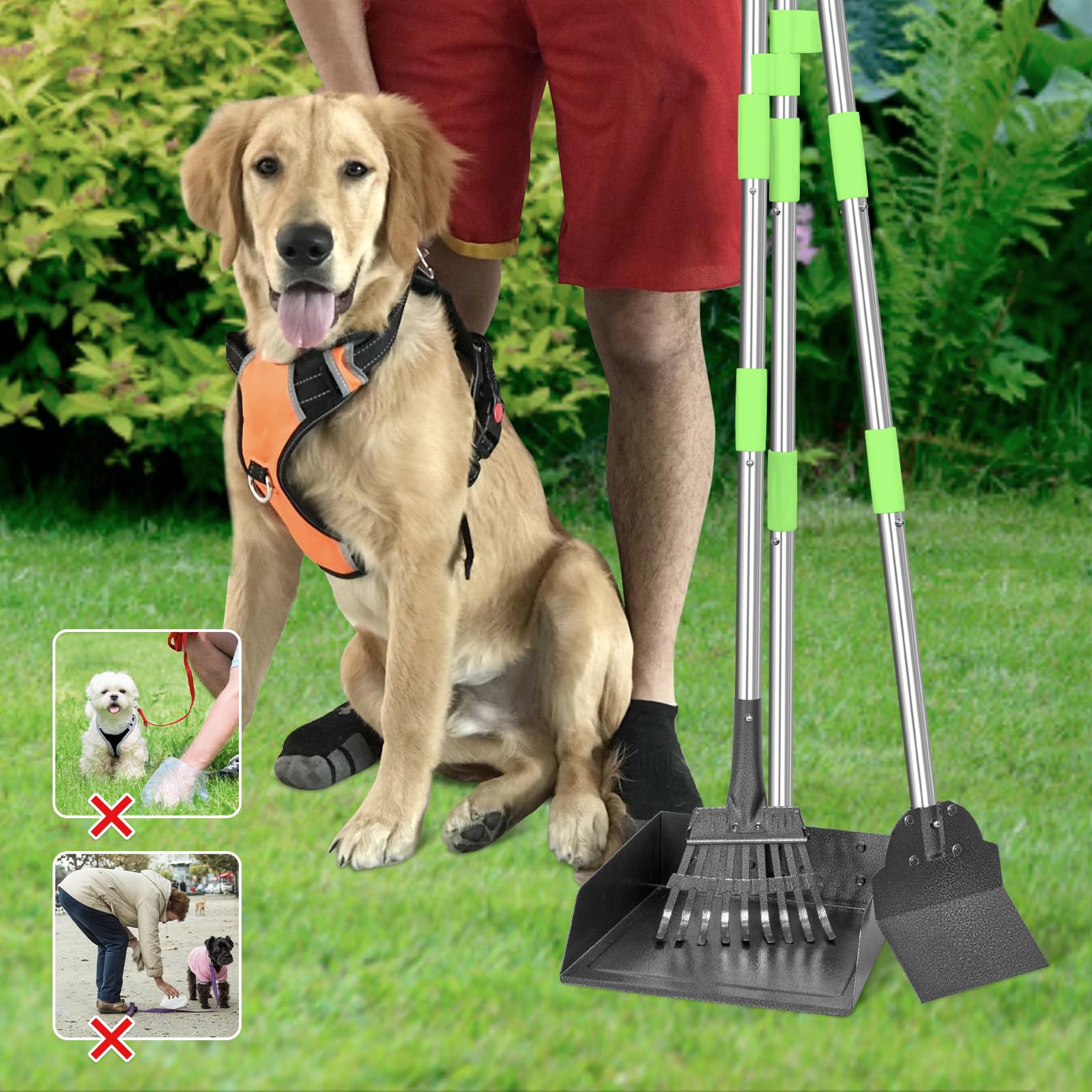 TOOGE Larger Pooper Scooper integrated hook stores neatly after cleanup