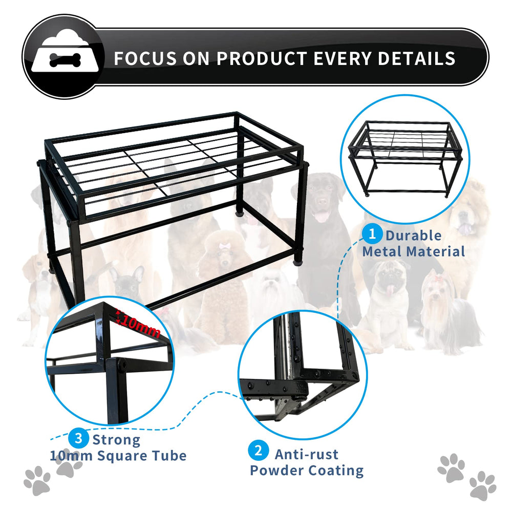 Tookincmo lifted bowl stand height-adjustments accommodate puppy to large-dog comfort during meals