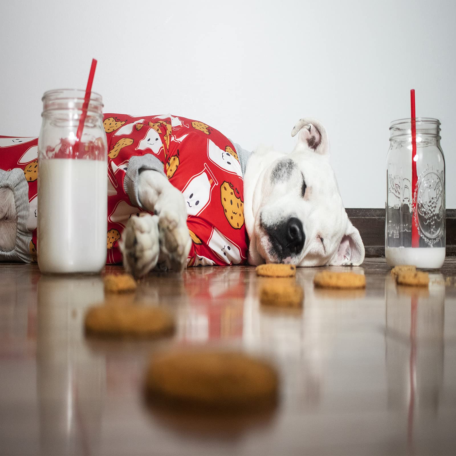 Tooth & Honey Pitbull Pajamas reinforced stitching closeup for durability.
