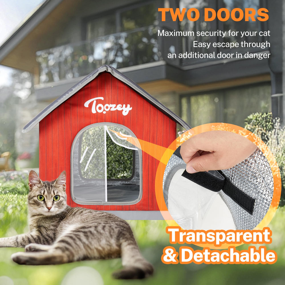 Toozey-cat-house-crystal-velvet-cover adds soft comfort for restful naps.