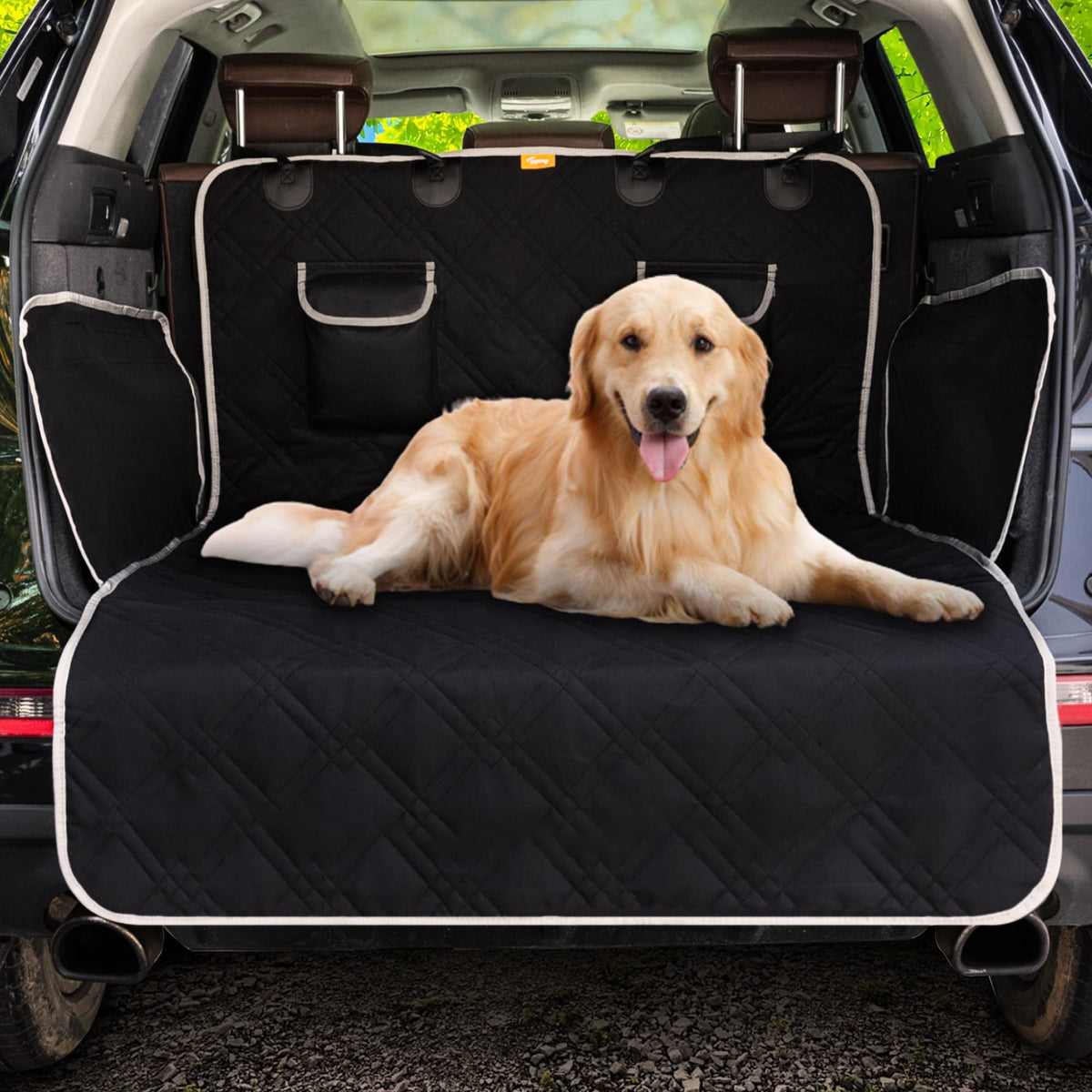Toozey dog car seat cover universal-fit backseat protects against hair and spills.