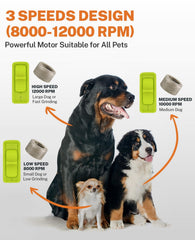 Toozey Dog Nail Grinder LED indicator shows battery status for reliable grooming.
