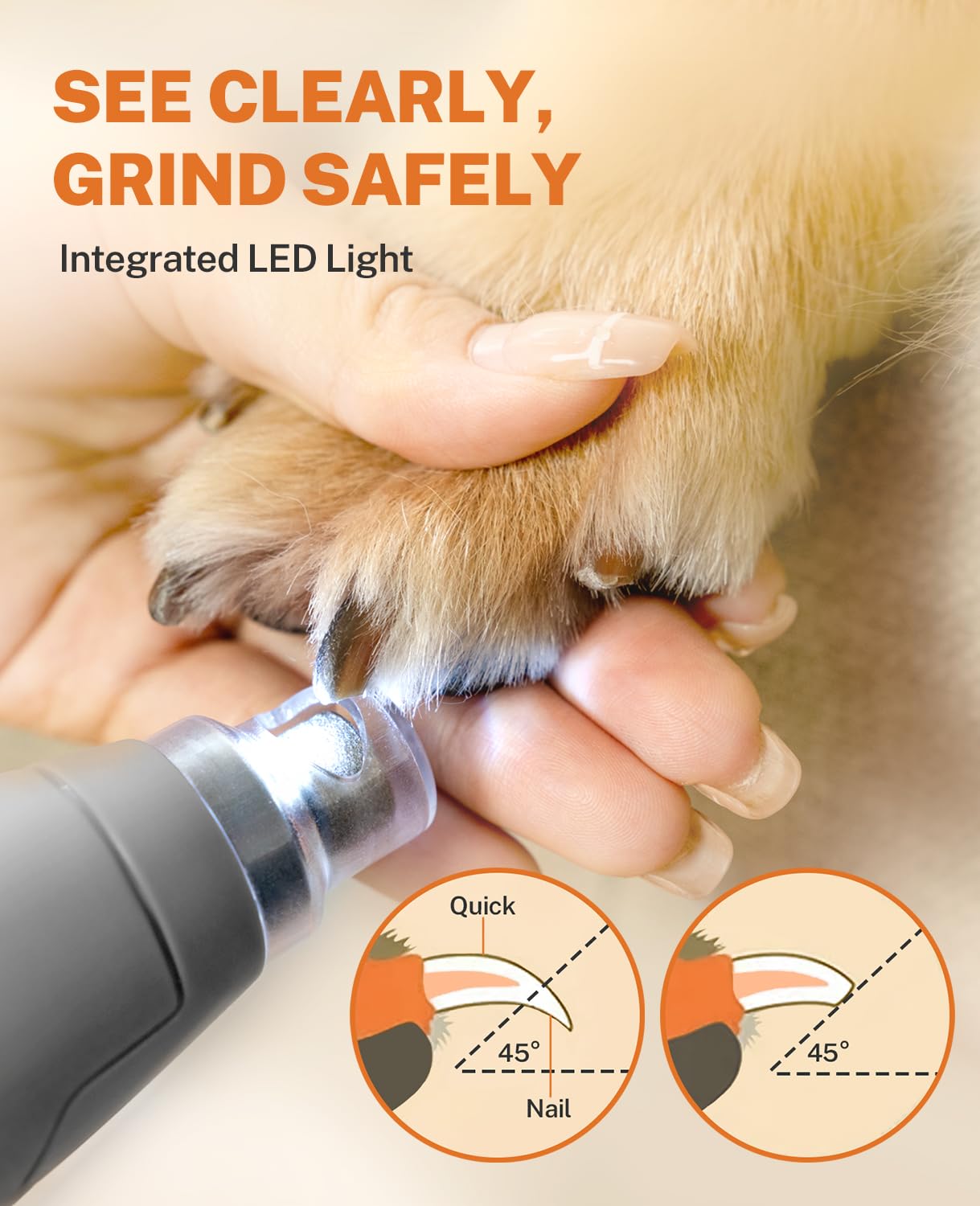 Toozey Dog Nail Grinder USB-C charging offers easy, universal power for busy owners.