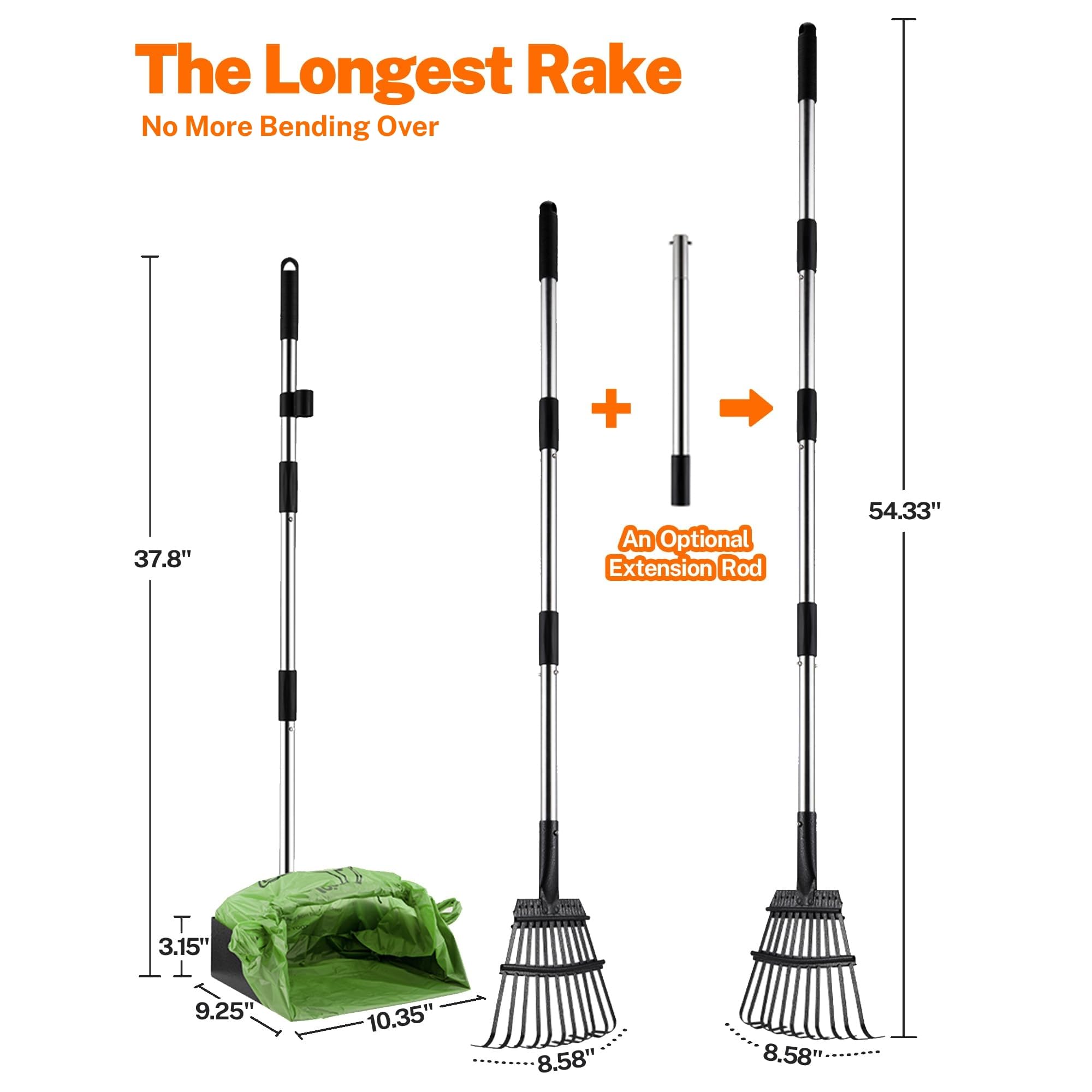 Toozey dog pooper scooper 54-inch handle reduces back strain during cleanup