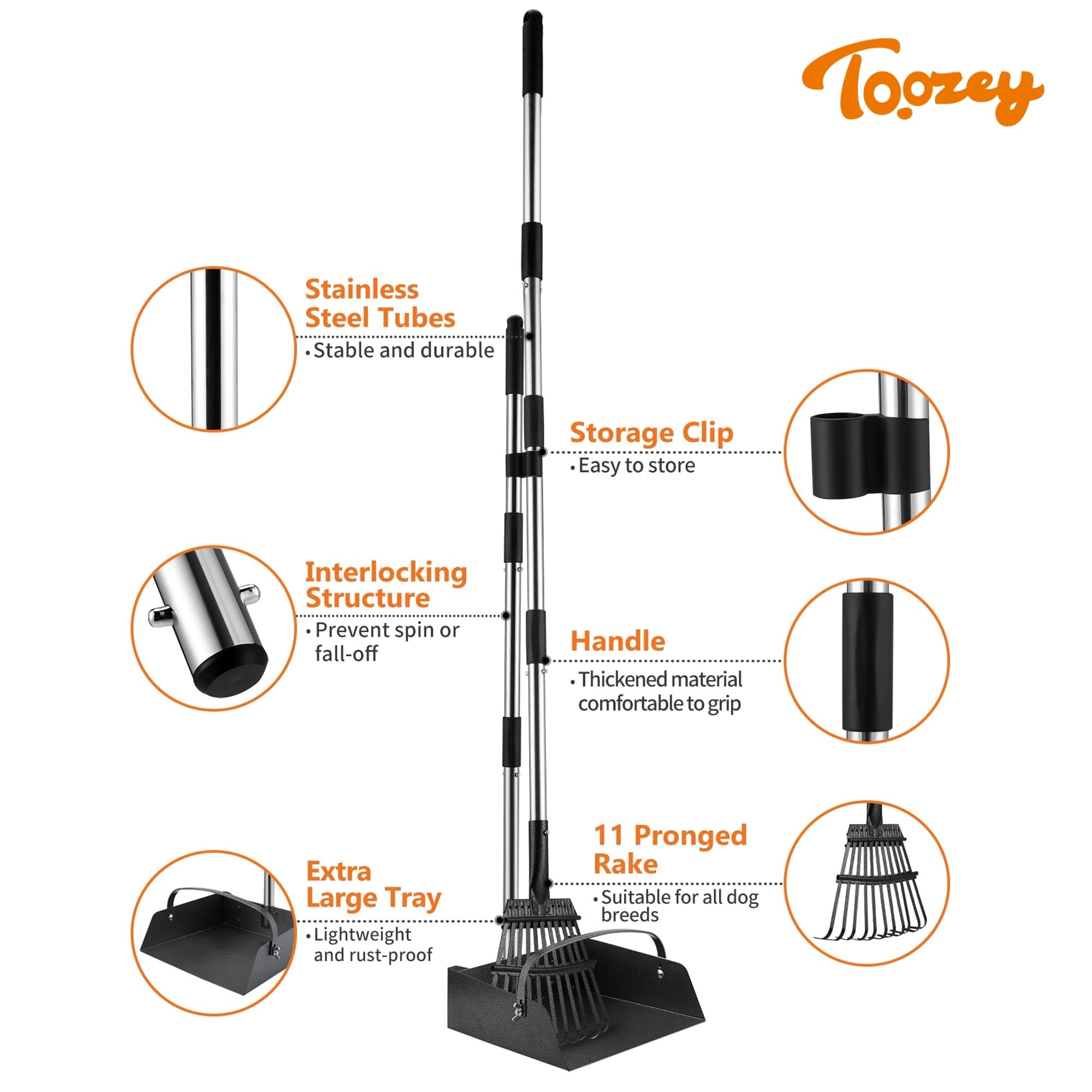 Toozey dog pooper scooper large waste tray supports more waste in one lift