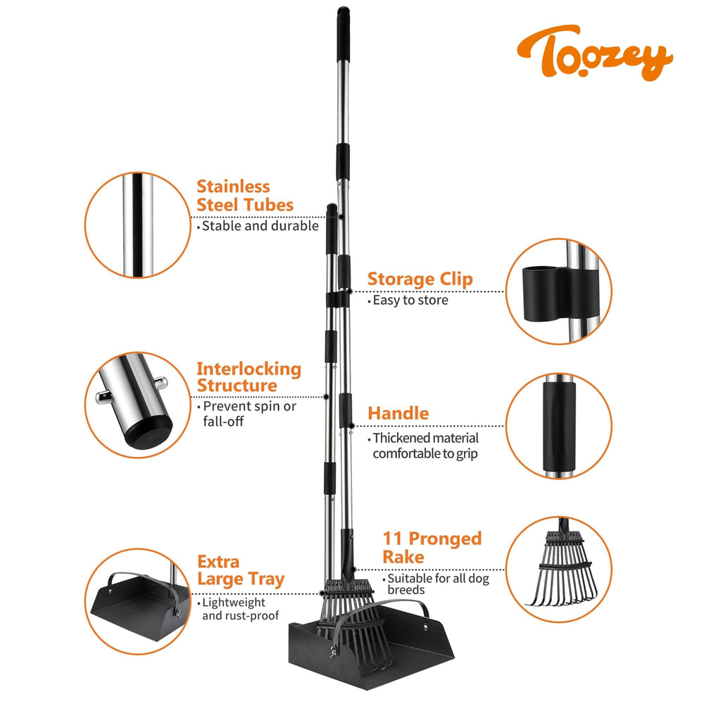 Toozey dog pooper scooper large waste tray supports more waste in one lift
