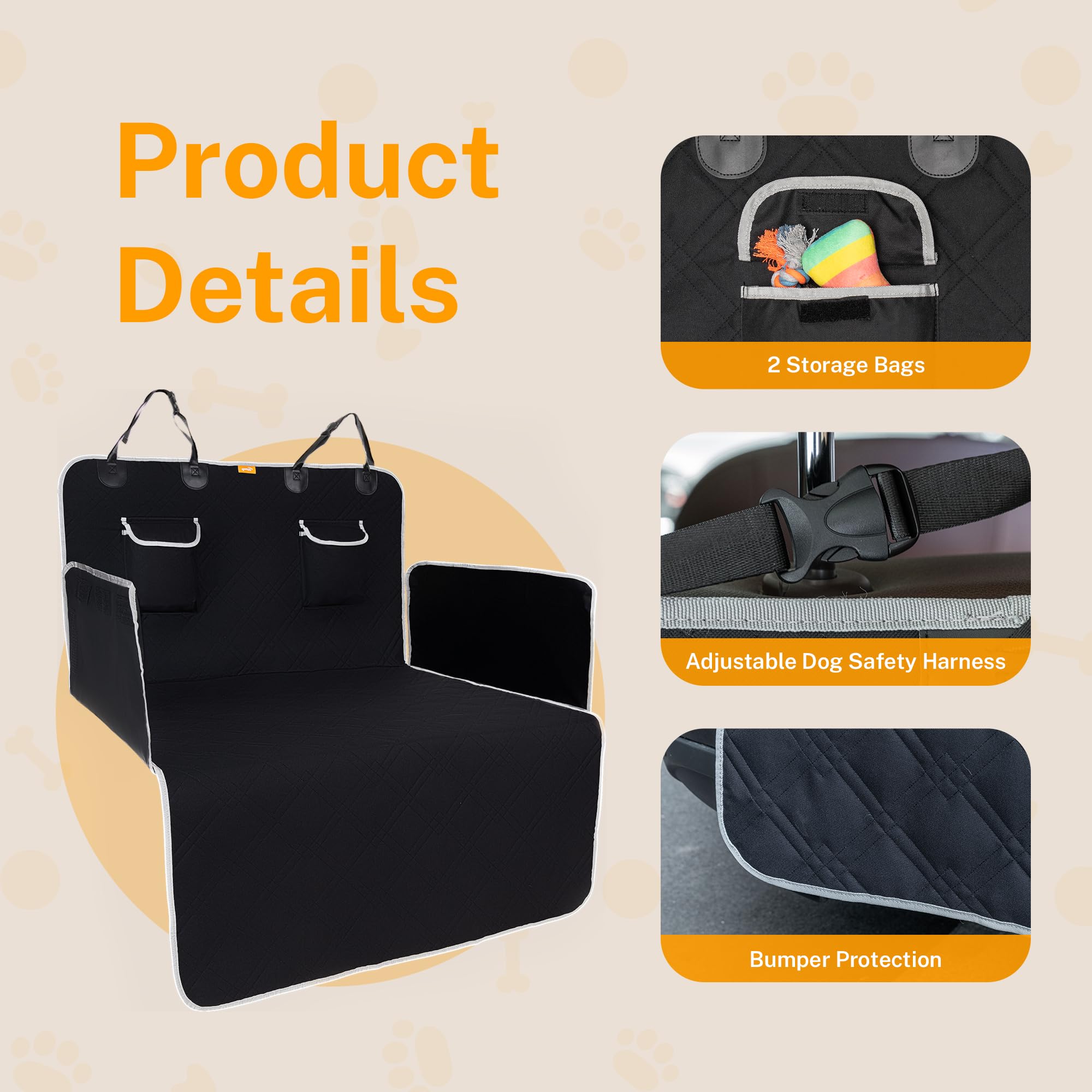 Toozey dog seat cover easy-clean durable material simplifies post-trip cleanup.