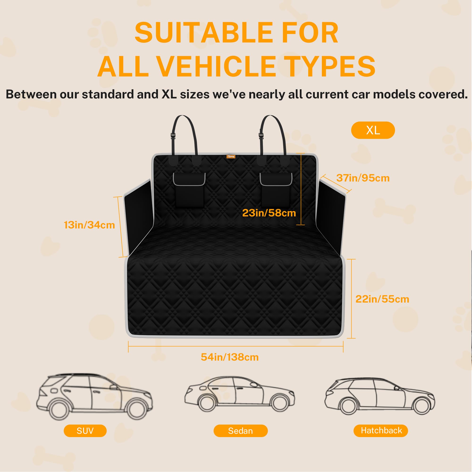Toozey dog seat cover non-slip backing keeps the mat in place on travels.
