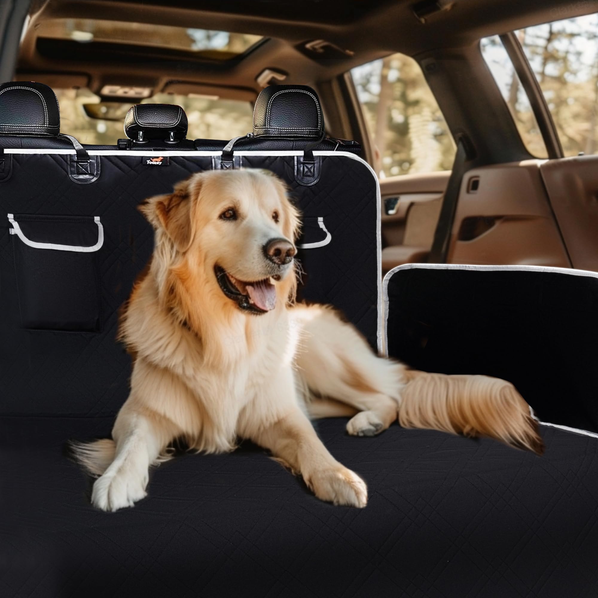 Toozey dog seat cover velcro straps headrests secure seat cover quickly.