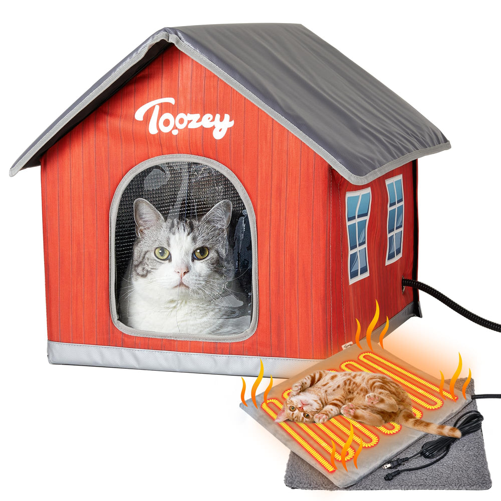 Toozey heated-outdoor-cat-house-aluminum-insulation highlights sturdy warmth retention.