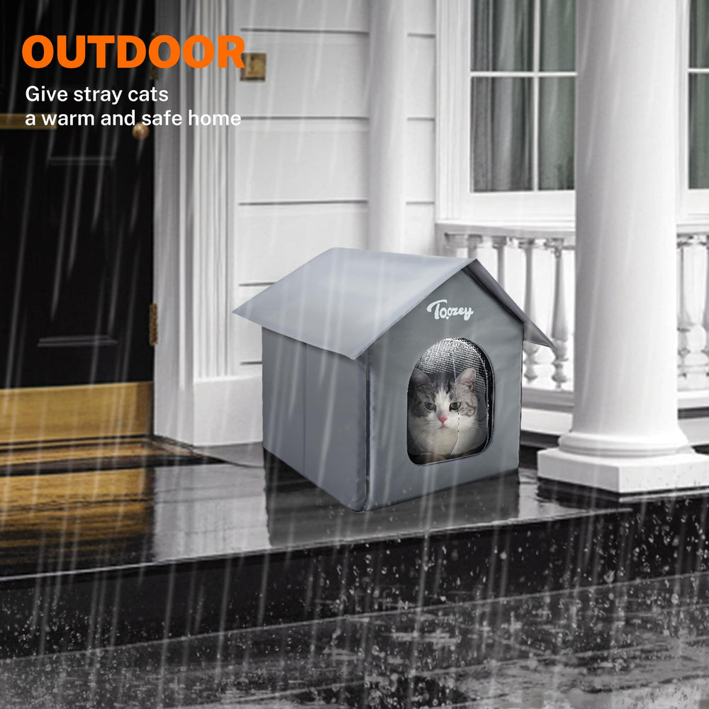 Toozey insulated outdoor cat house durable shell ensures stability in any outdoor space