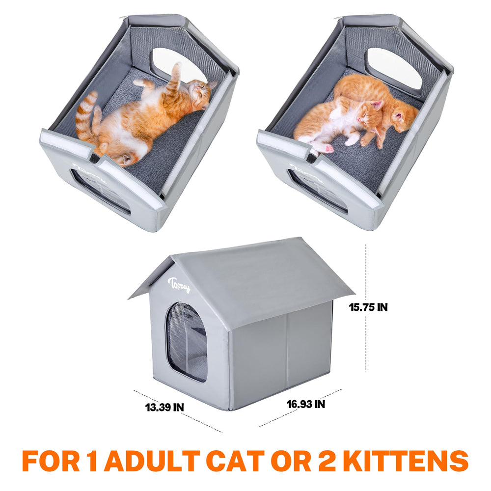 Toozey insulated outdoor cat house removable soft mat adds cozy lounging comfort