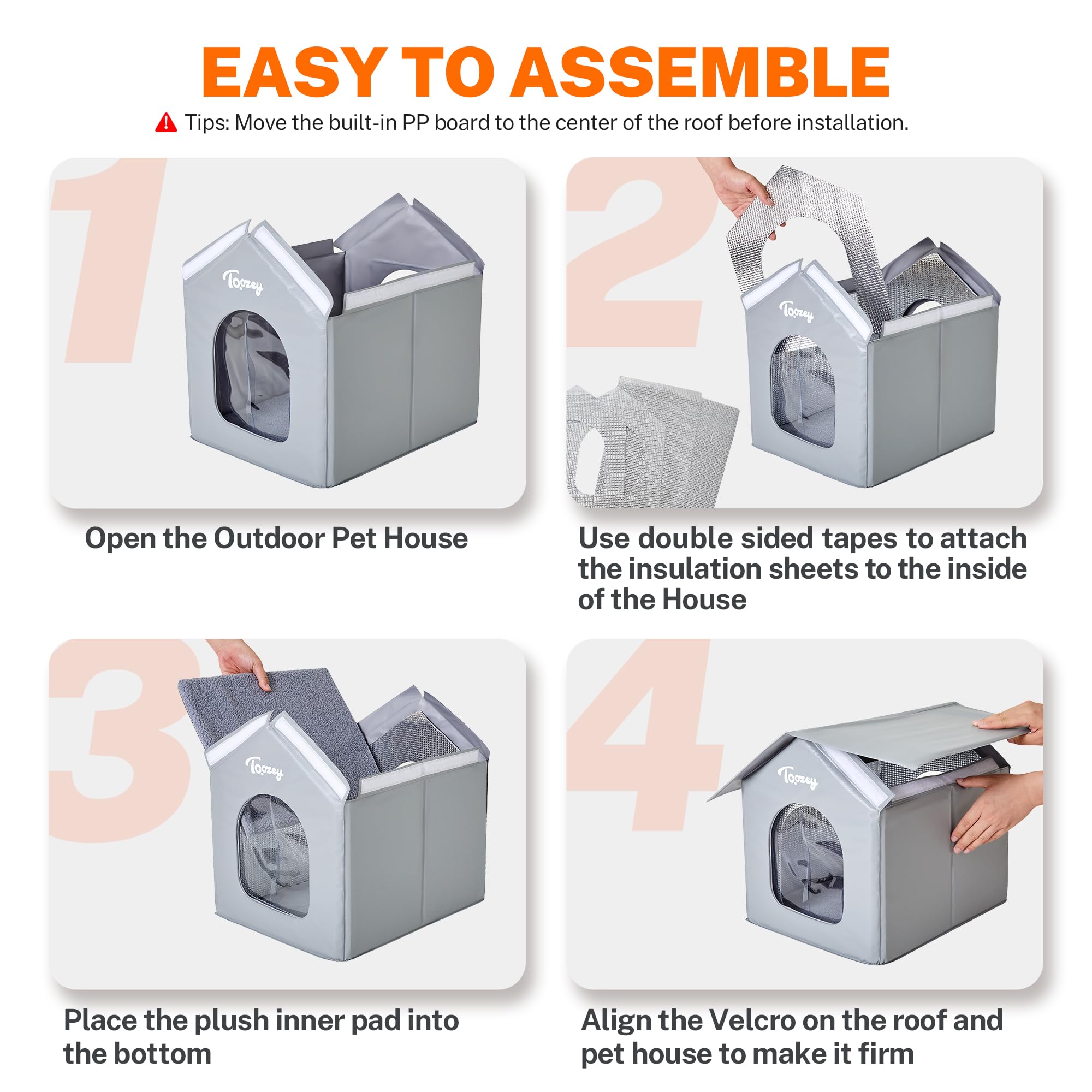 Toozey insulated outdoor cat house weatherproof entry provides wind and rain protection