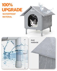 Toozey outdoor cat house dual-door design offers quick escape for safety.