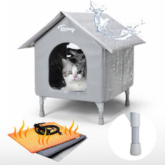 Toozey outdoor cat house waterproof shell keeps cats dry in rain and snow.
